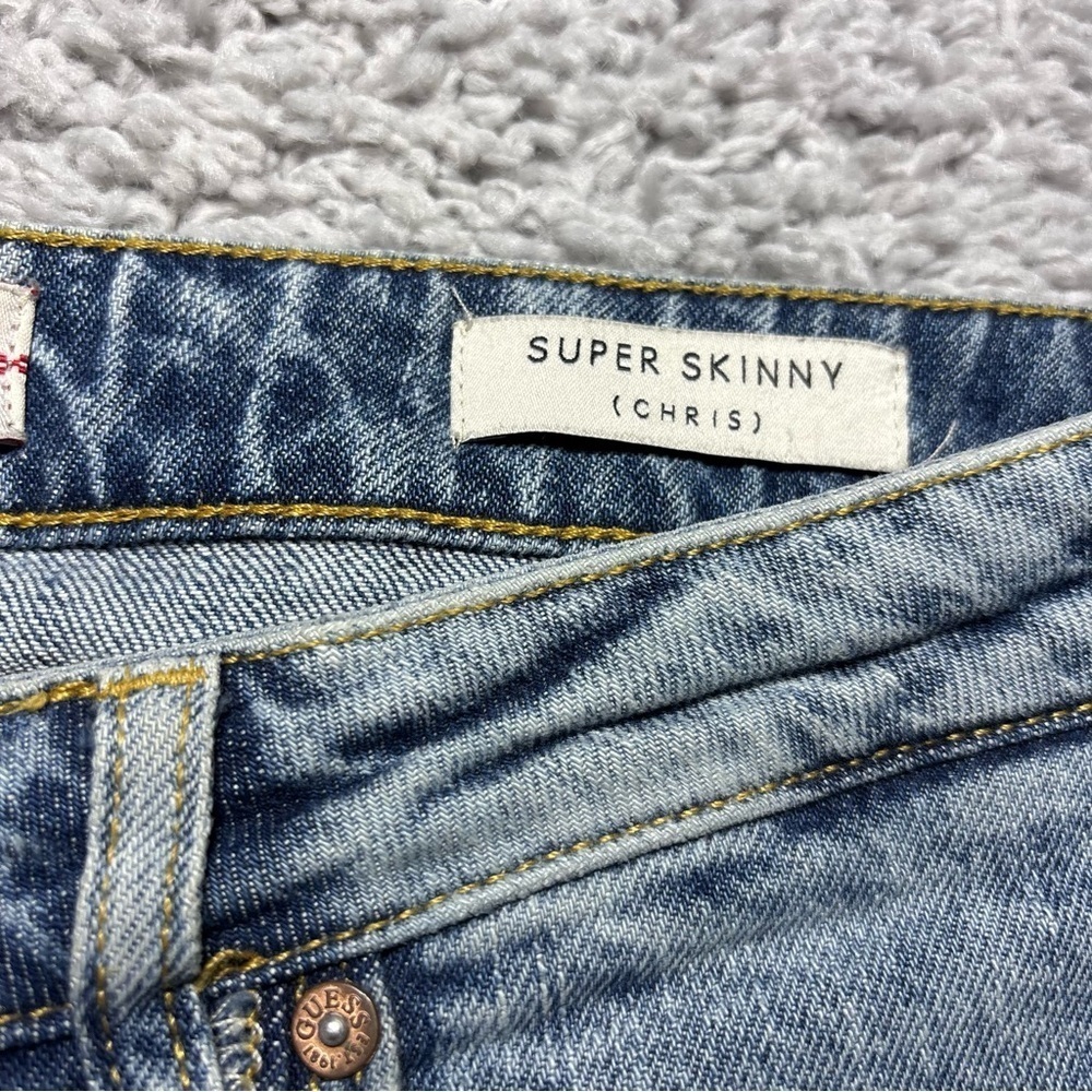 Guess Jeans Mens 34 Super Skinny Chris Distressed Original Denim Streetwear - Picture 3 of 6